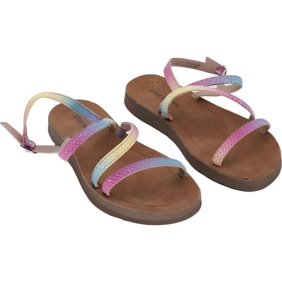 Steve Madden Girls Sparkle Strappy Sandals Rhinestones Rainbow Size 1 - Picture 4 of 6